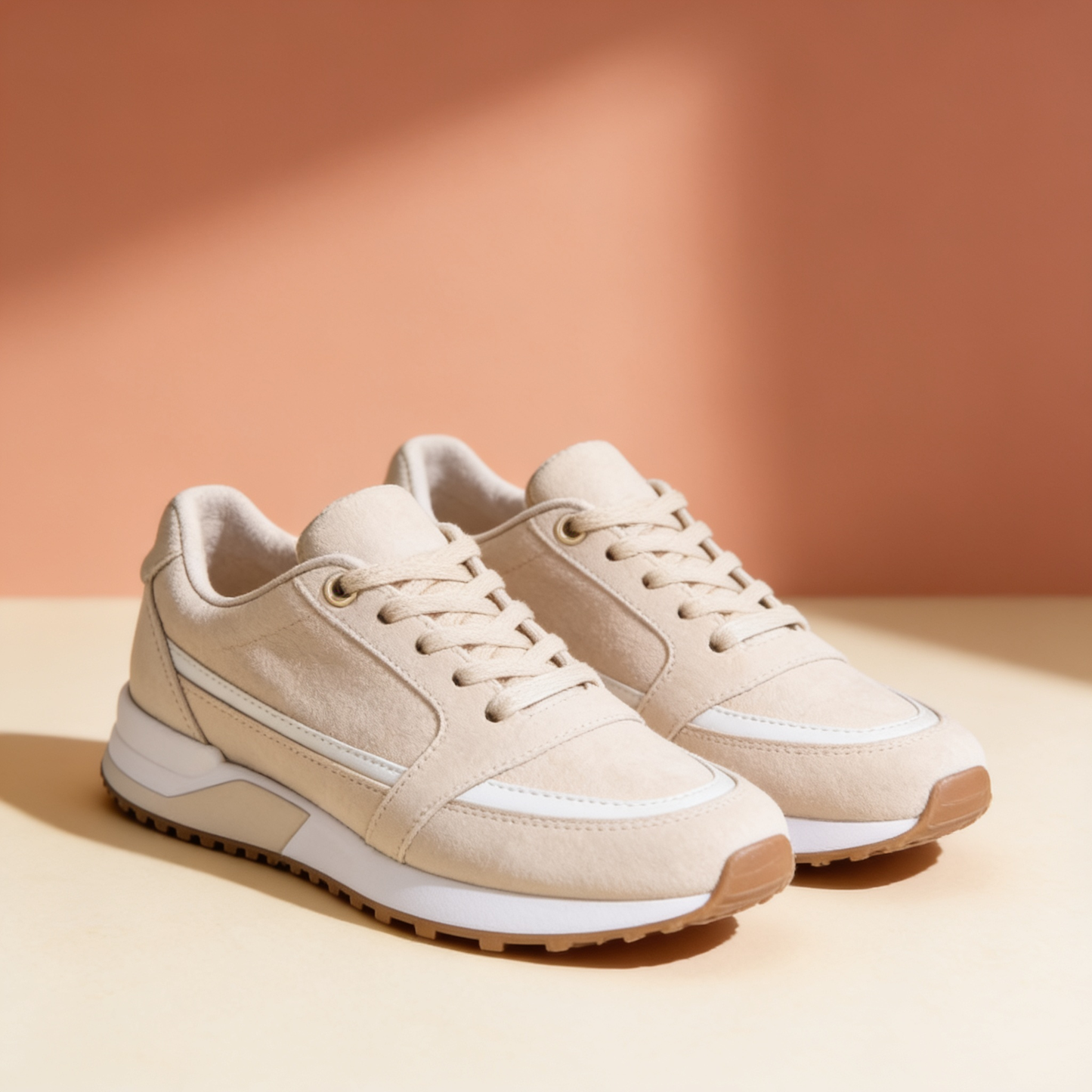 NuraWear Navy and Silver Sneakers - Beige