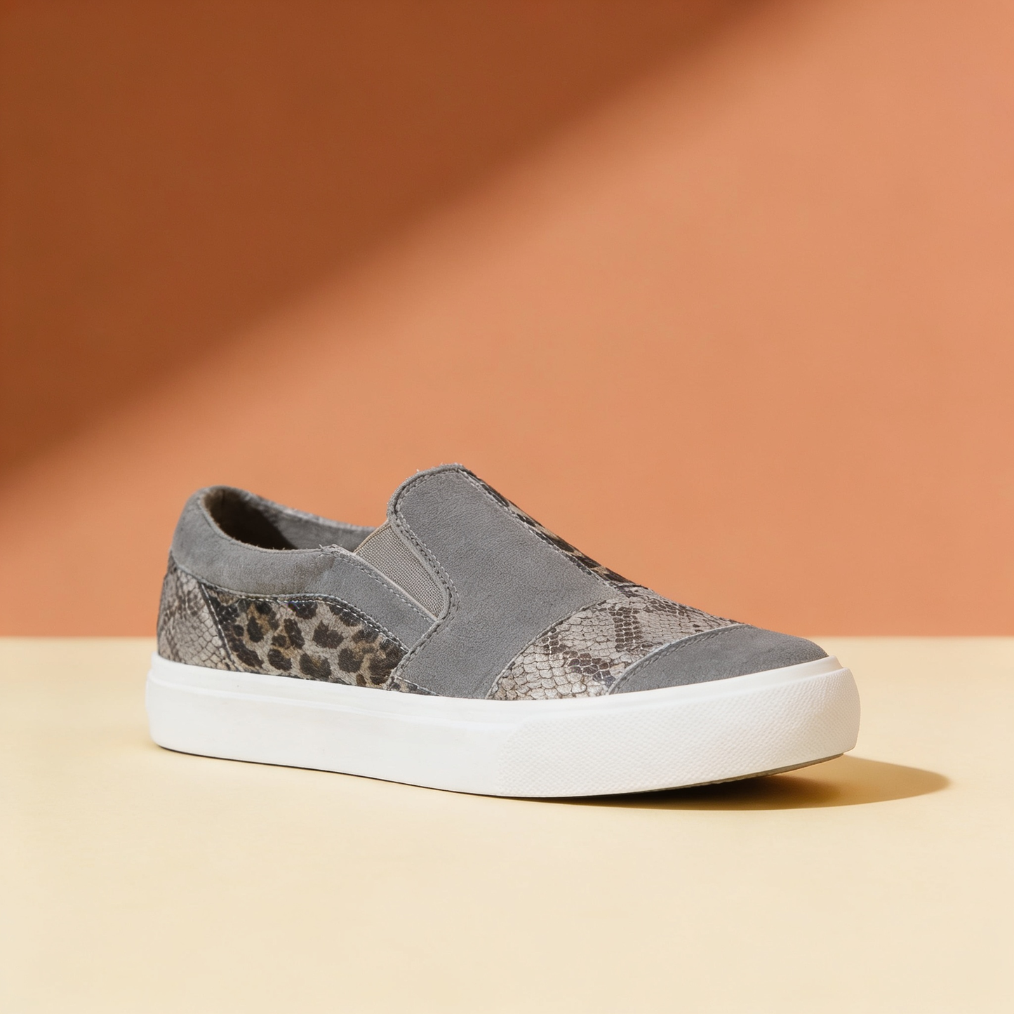 NuraWear Printed Slip-On Sneakers - Gray