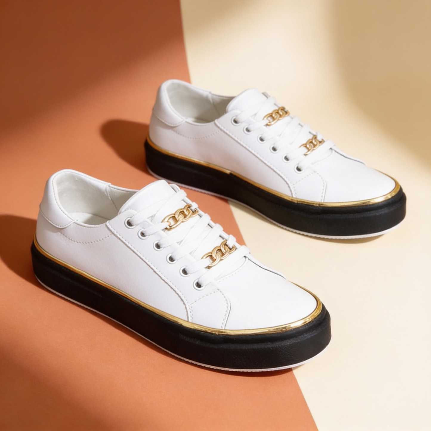 NuraWear Gold Chain Sneakers - White