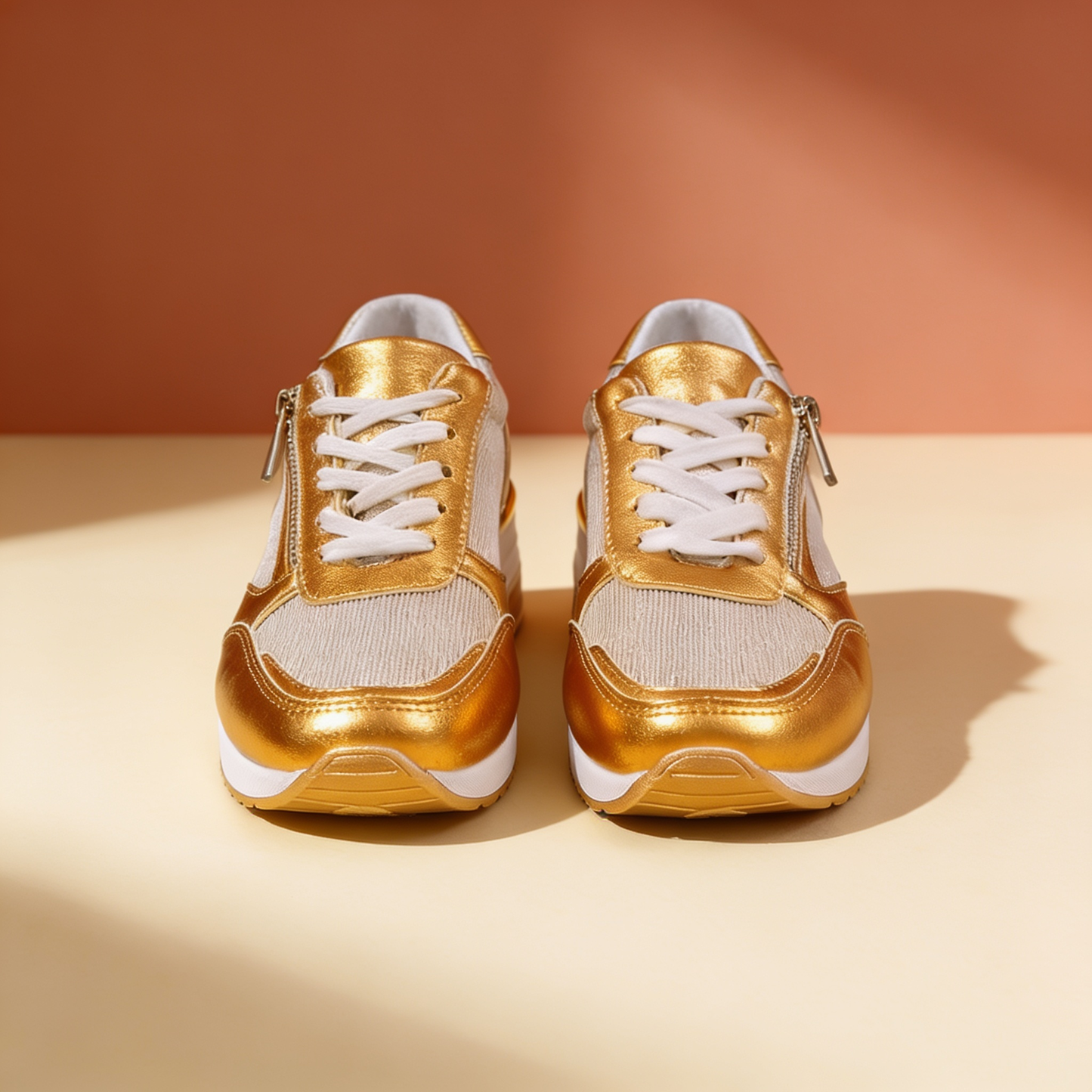 NuraWear Metallic Platform Sneakers - Gold
