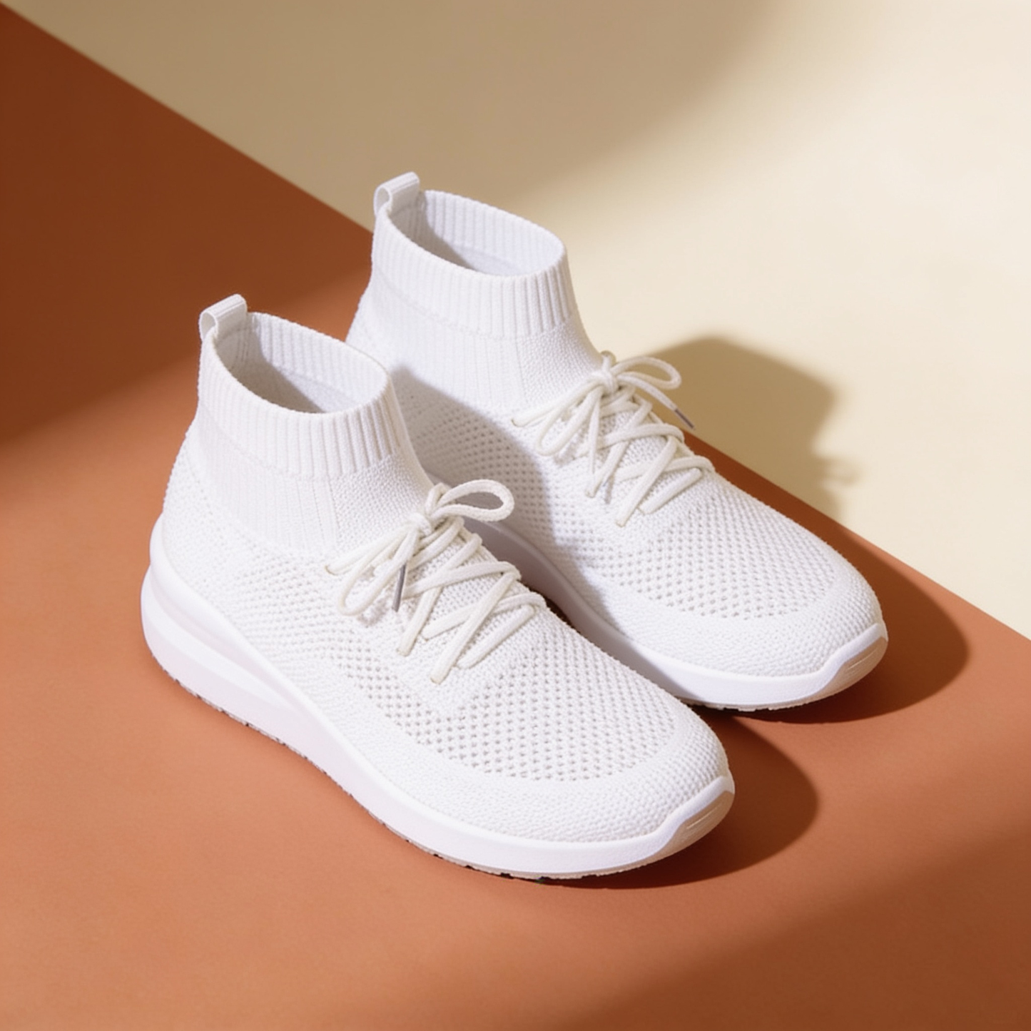 NuraWear Knit Sock Sneakers - White