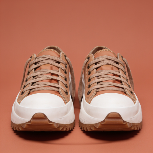 NuraWear Women's Chunky Street Sneakers - Light Brown, front view