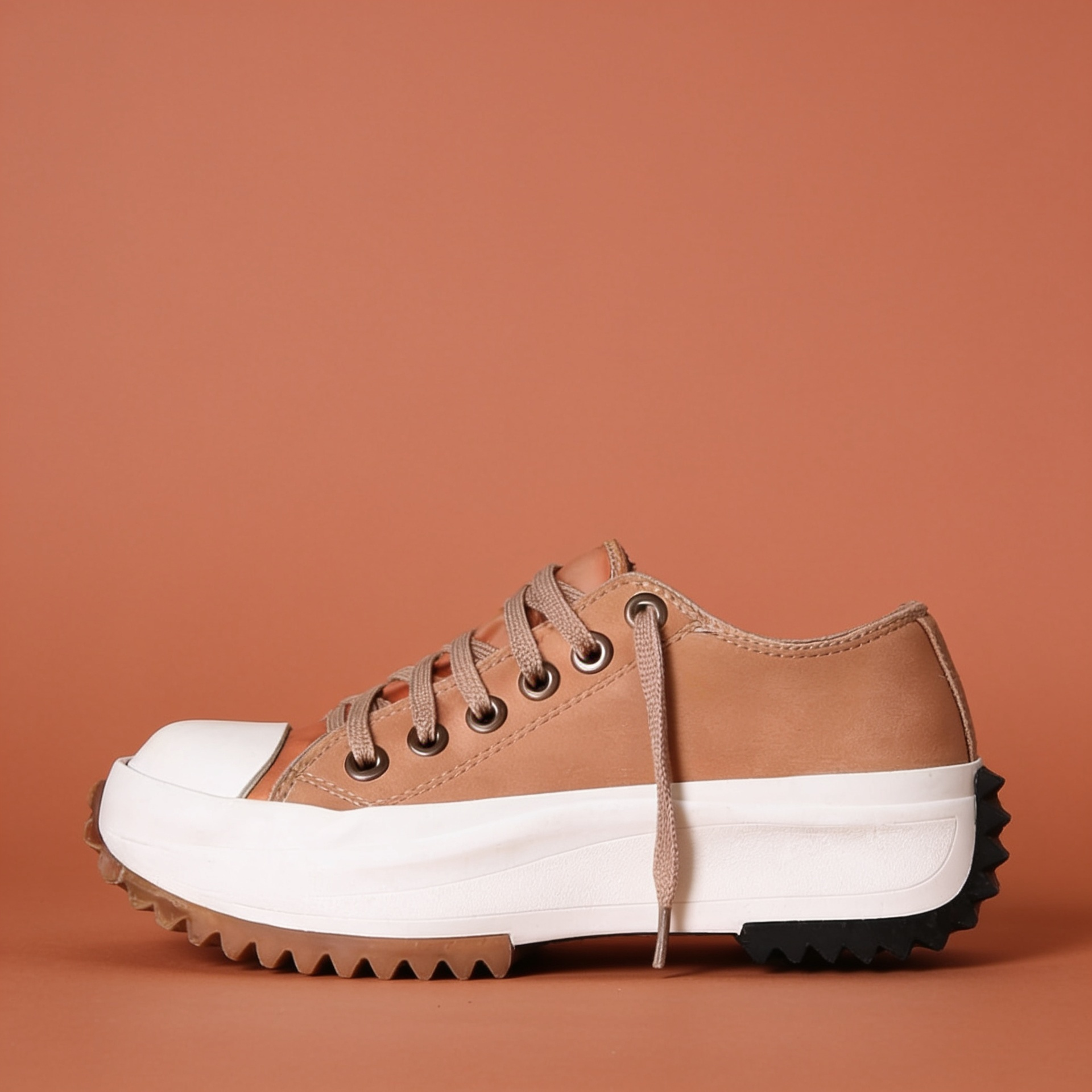 NuraWear Women's Chunky Street Sneakers - Light Brown, side profile