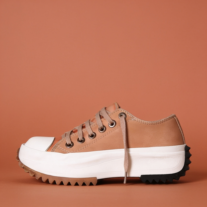 NuraWear Women's Chunky Street Sneakers - Light Brown, side profile