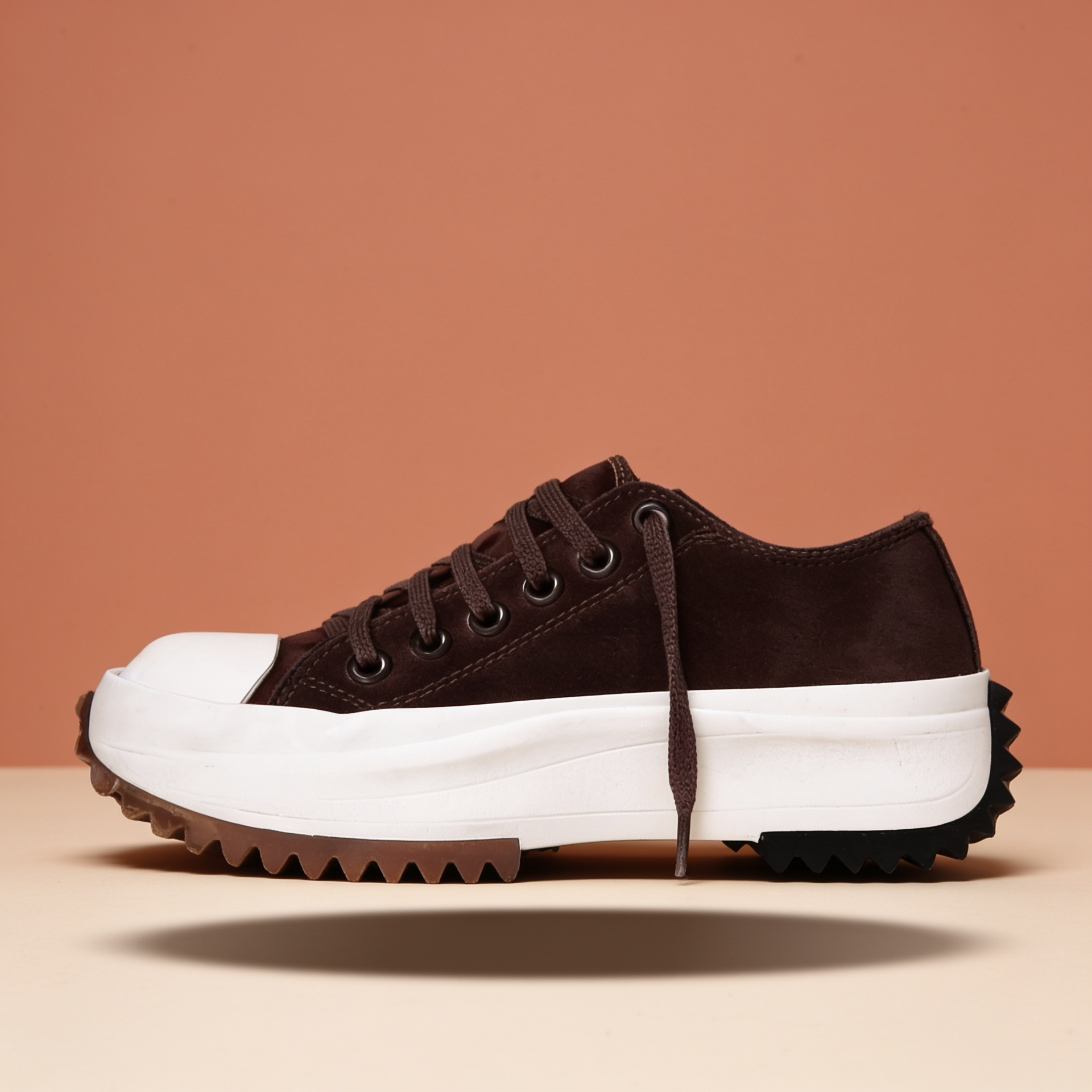NuraWear Women's Chunky Street Sneakers - Dark Brown, side profile