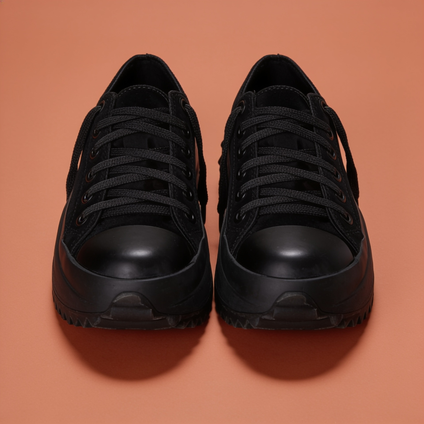 NuraWear Women's Chunky Street Sneakers - Black, front view