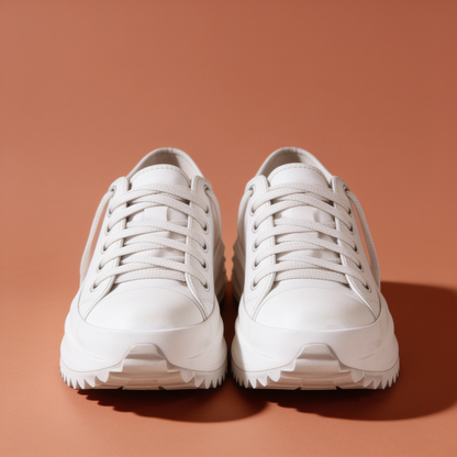 NuraWear Women's Chunky Street Sneakers - White, front view