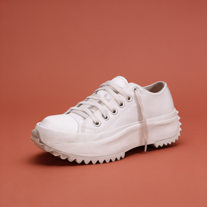 NuraWear Women's Chunky Street Sneakers - White, side profile