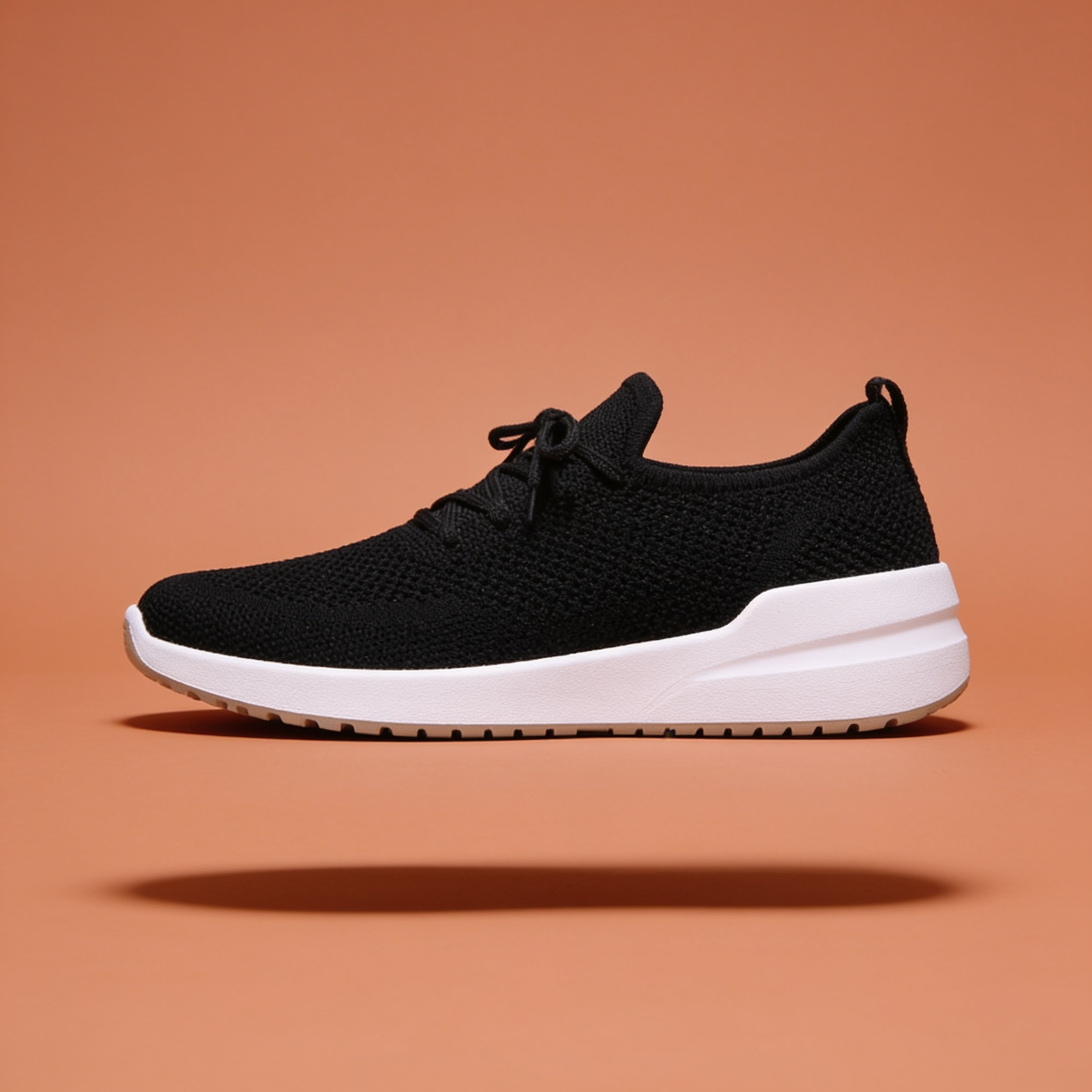NuraWear Women's Knit Sock Sneakers - Black, side profile