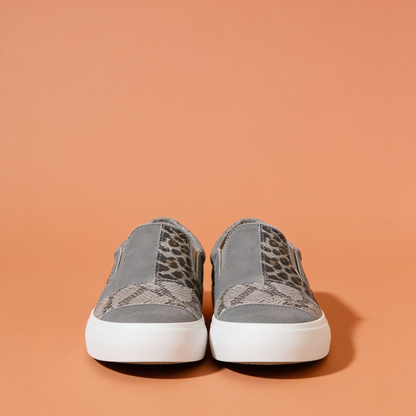 NuraWear Women's Printed Slip-On Sneakers - Gray, front view