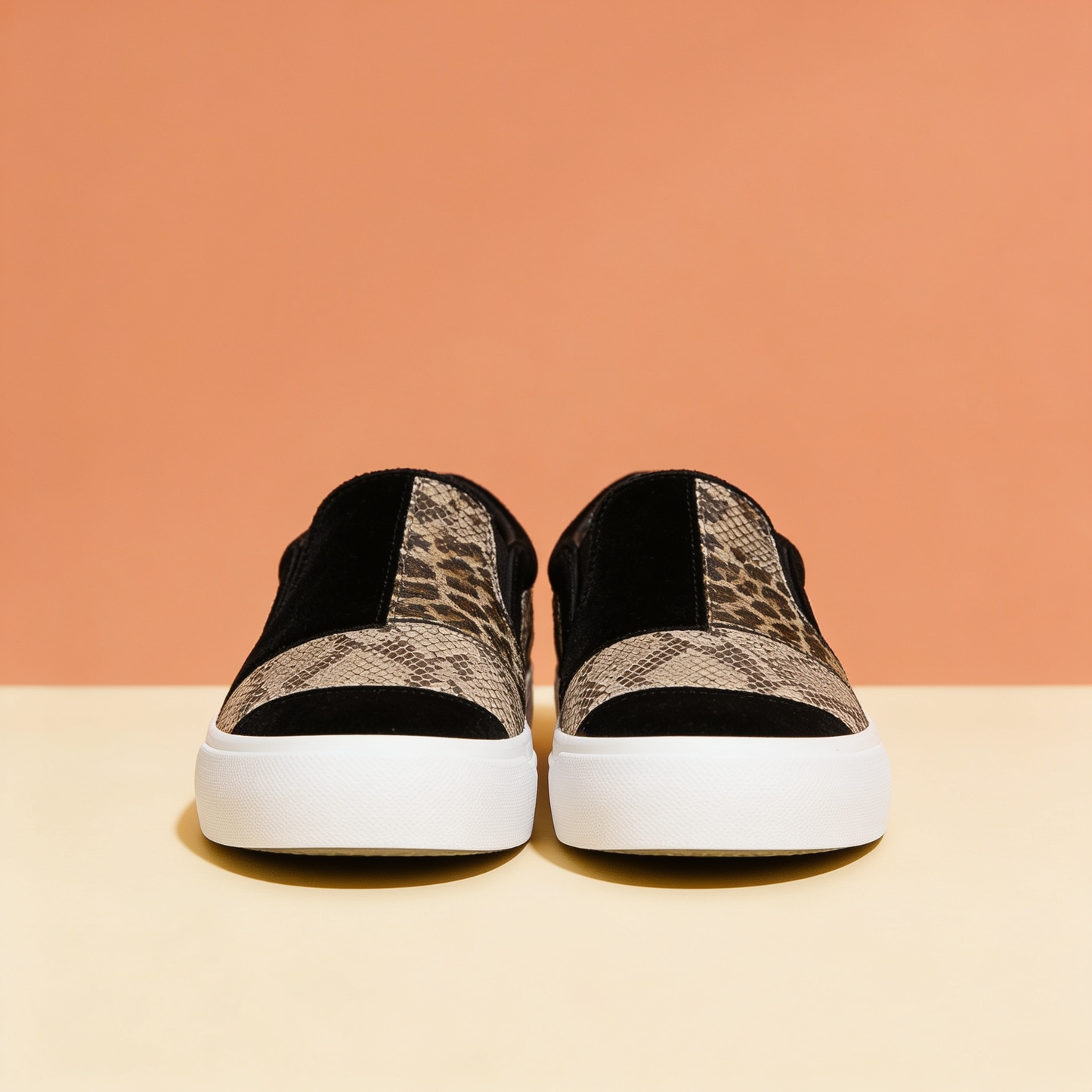 NuraWear Women's Printed Slip-On Sneakers - Black, front view