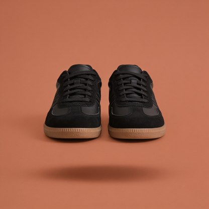 NuraWear Women's Retro Court Sneakers - Black, front view