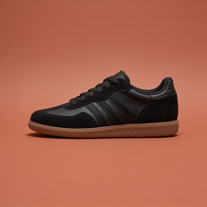 NuraWear Women's Retro Court Sneakers - Black, side profile
