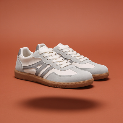 NuraWear Women's Retro Court Sneakers - Gray, front view