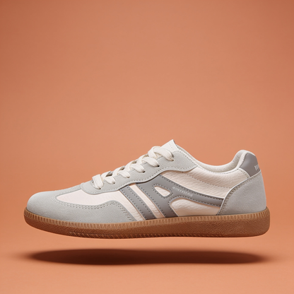 NuraWear Women's Retro Court Sneakers - Gray, side profile